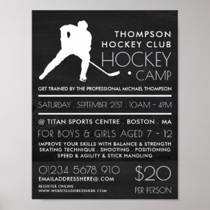 Affiche Chalkboard, Hockey Camp Publicité