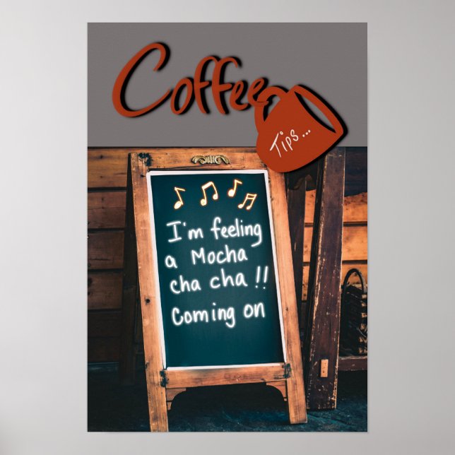 Affiche Chalkboard humoristique citation café rouge cuisin (Devant)