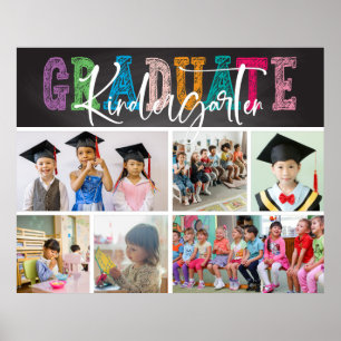Affiche Chalkboard Kindergarten Graduate Photo Collage