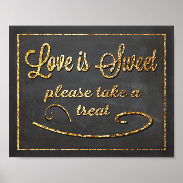 Affiche Chalkboard Love is Sweet Favor Mariage Sign (Devant)