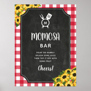 Affiche Chalkboard Rouge En vichy tournesol Monogramme Mom