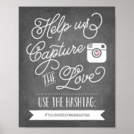 Affiche Chalkboard Social Media Hashtag   Wedding Decor