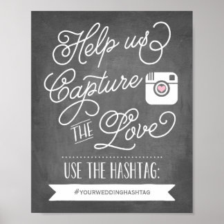 Affiche Chalkboard Social Media Hashtag | Wedding Decor