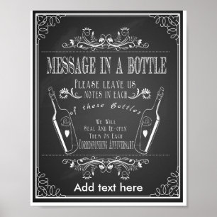 Affiche Chalkboard wedding message in a bottle print