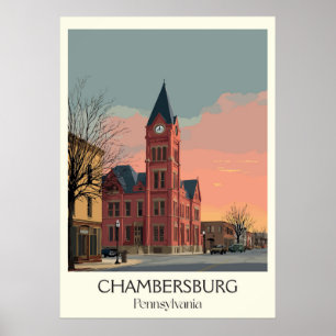 Affiche Chambersburg PA Bâtiment historique Vintage