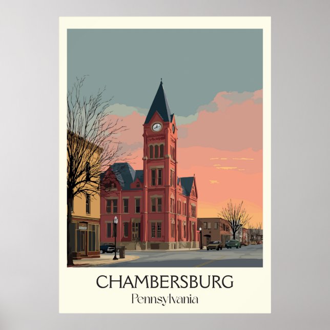 Affiche Chambersburg PA Bâtiment historique Vintage (Devant)