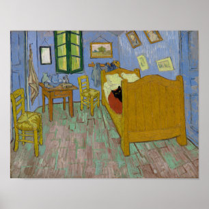 Affiche Chambre à Arles avec un chat noir - Van Gogh