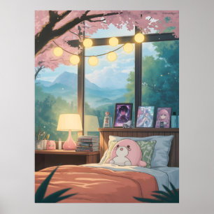 Affiche Chambre Anime Cosy Fleur de Cerisier Kawaii Anime