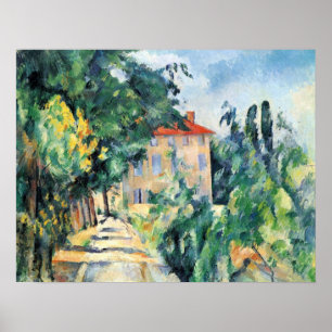 Affiche Chambre avec le toit rouge par Paul Cezanne