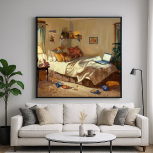 Affiche Chambre Confortable Mess - Style Peinture Art Inté