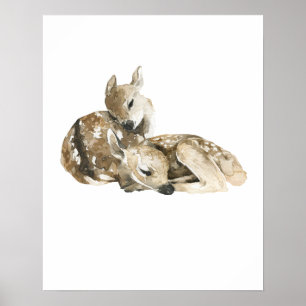 Affiche Chambre de bébé faon au cerf aquarelle