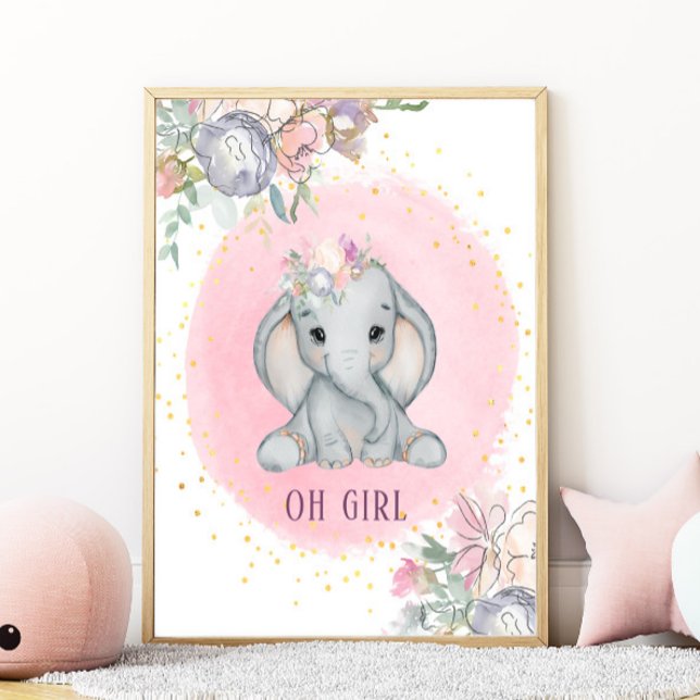 Affiche Chambre de bébé fille à motif floral rose aquarell (Créateur téléchargé)