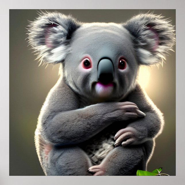 Affiche Chambre de bébé ourson koala bébé mignon   (Devant)