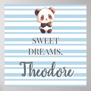 Affiche Chambre de bébé personnalisée avec ours panda