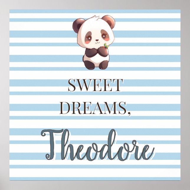Affiche Chambre de bébé personnalisée avec ours panda (Devant)