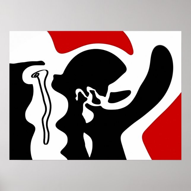 Affiche Chambre de décalage : Noir, Blanc et Rouge Abstrai (Devant)