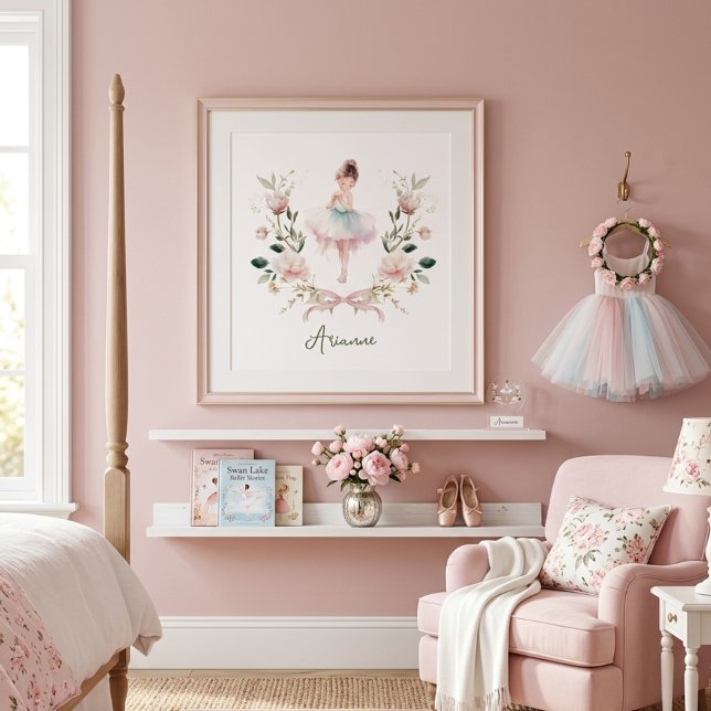 Affiche Chambre de filles de danseuse de ballet à l'aquare (Créateur téléchargé)
