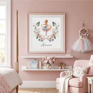 Affiche Chambre de filles de danseuse de ballet à l'aquare