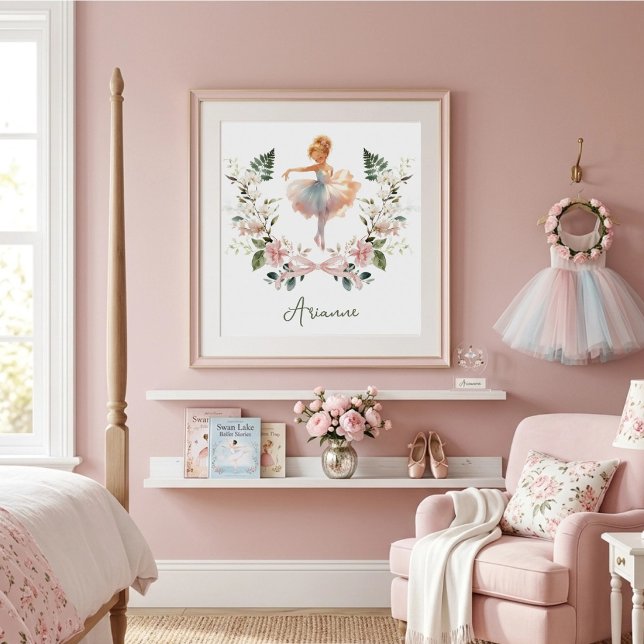 Affiche Chambre de filles de danseuse de ballet à l'aquare (Créateur téléchargé)