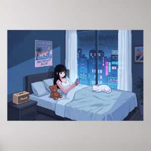 Affiche Chambre de nuit pluvieuse