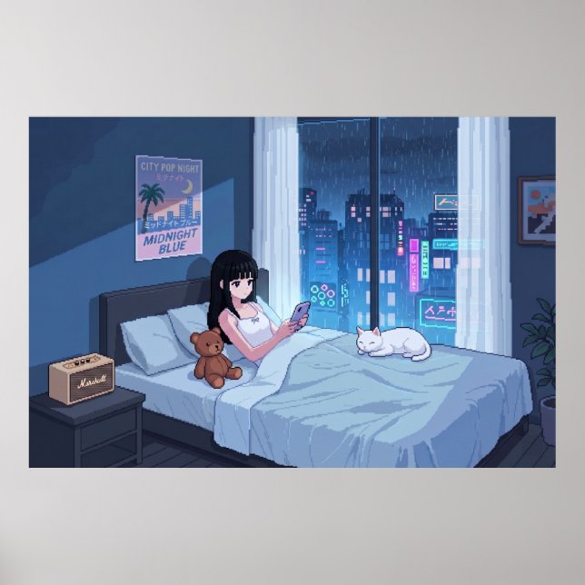 Affiche Chambre de nuit pluvieuse (Devant)