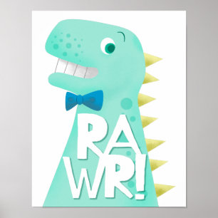 Affiche Chambre de nurserie de dinosaure RAWR pour enfants