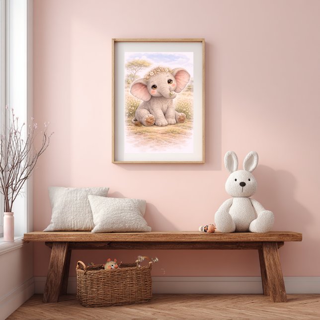 Affiche Chambre de Nursery Éléphant de Bébé Mignon Enfants (Créateur téléchargé)