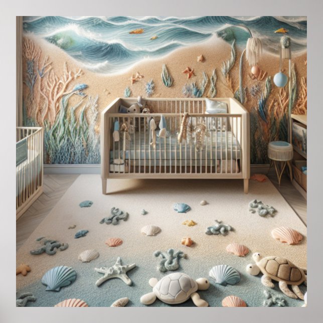 Affiche Chambre De Nursery Sur Le Thème De La Plage Pastel (Devant)