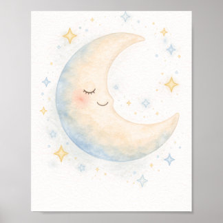 Affiche Chambre d'enfant fantaisiste avec lune et étoiles