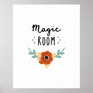 Affiche Chambre magique scandi moderne avec fleurs pour la