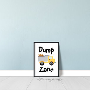 Affiche Chambre pour Enfants Camion à benne Zone de Dévers