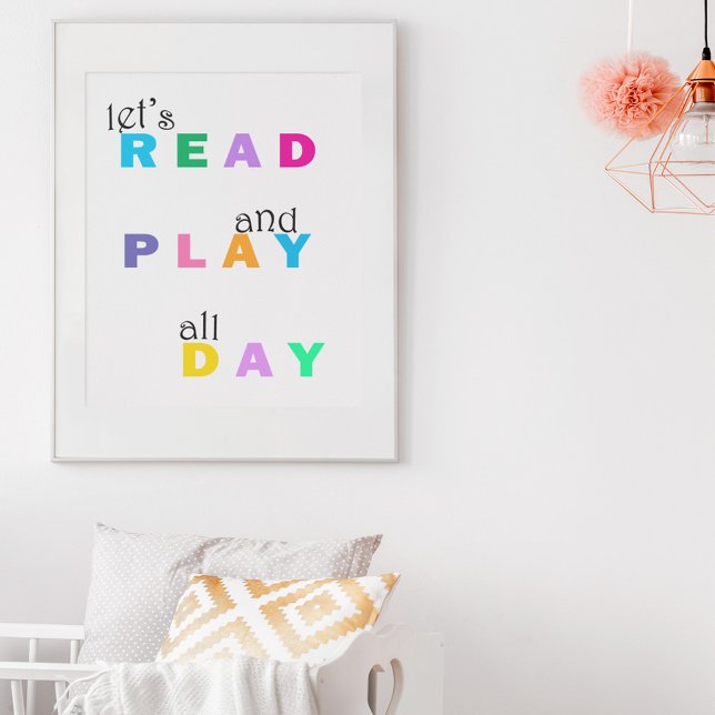 Affiche Chambre pour enfants Lire et jouer toute la journé (Créateur téléchargé)