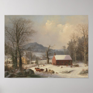Affiche Chambre rouge d'école (scène de pays) 1858