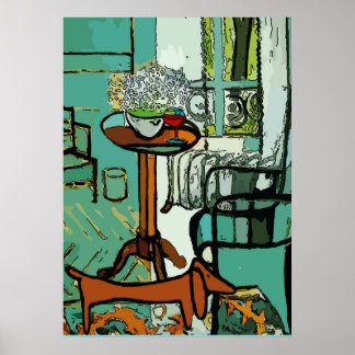 Affiche Chambre Verte Dachsund, Style Matisse