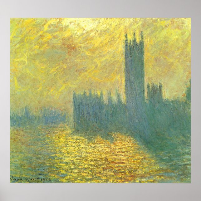 Affiche Chambres du Parlement, Stormy Sky par Claude Monet (Devant)