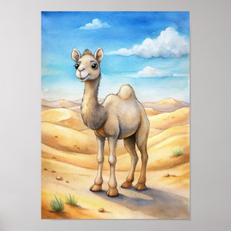 Affiche Chameau Fantaisiste Aquarelle, Illustration de la