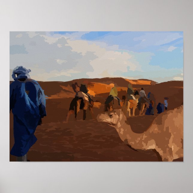 Affiche Chameaux dans le Sahara (Devant)