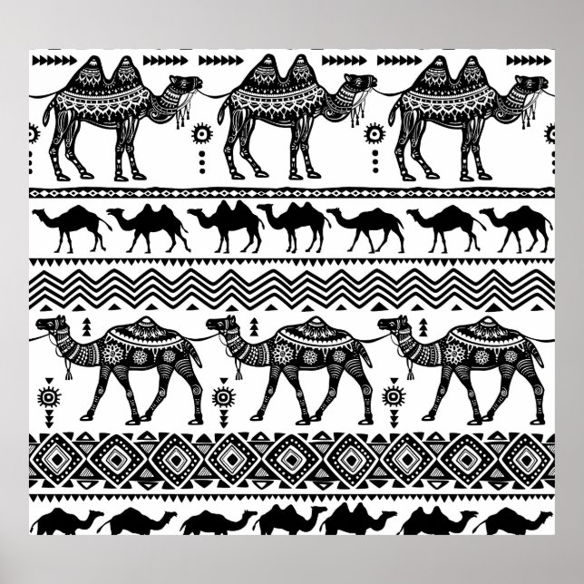 Affiche Chameaux décoratifs Design Motif sans soudure (Devant)