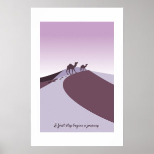 Affiche Chameaux sereins modernes marchant dans l'art pour