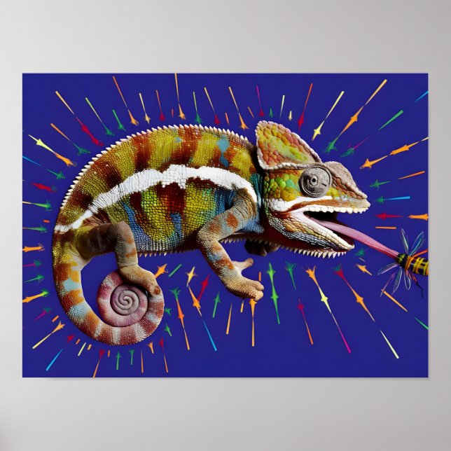 Affiche Chameleon coloré à coloration oculaire (Devant)