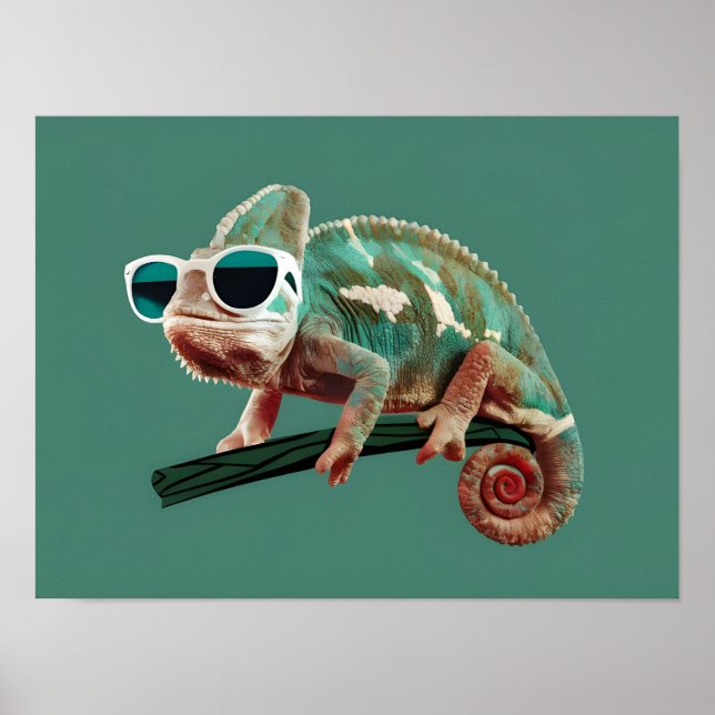 Affiche Chameleon portant des lunettes de soleil sur Solid (Devant)