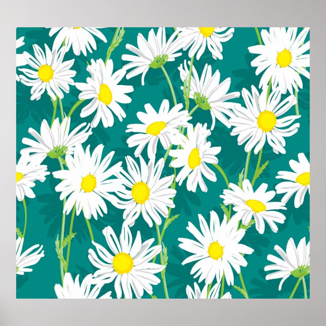 Affiche Chamomile Turquoise : Illustration Florale Sans Me (Devant)