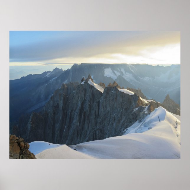 Affiche Chamonix du soleil de l'Aiguille du Midi (Devant)