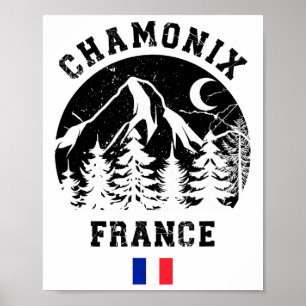 Affiche Chamonix France Alpes Station de ski alpin Camping