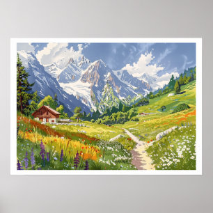 Affiche Chamonix, France Montagne Retro