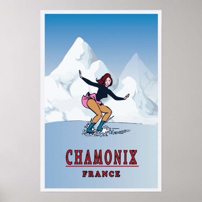 Affiche Chamonix, France, Ski (Devant)