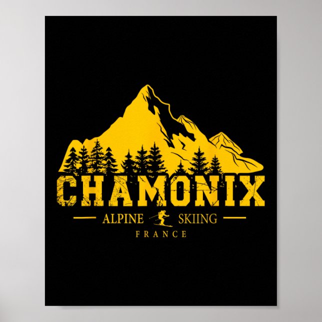 Affiche Chamonix France Station de ski alpin Ski français  (Devant)