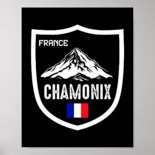 Affiche Chamonix france station de ski ski montagne frança
