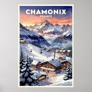 Affiche Chamonix France Voyage Rétro