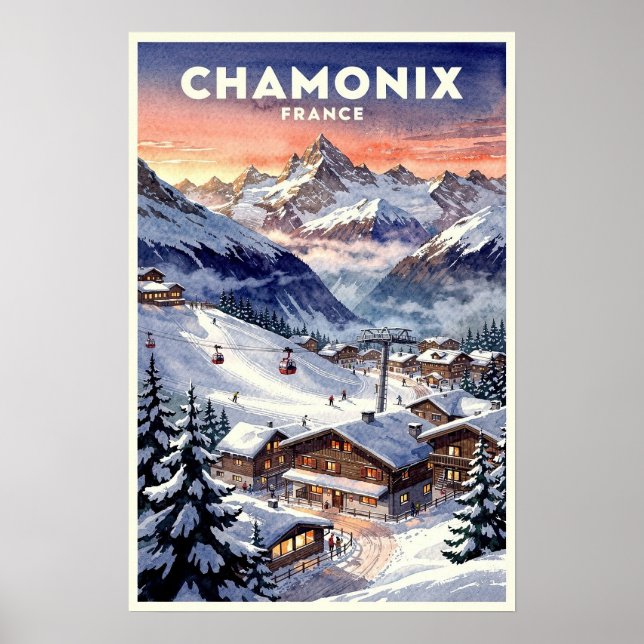 Affiche Chamonix France Voyage Rétro (Devant)
